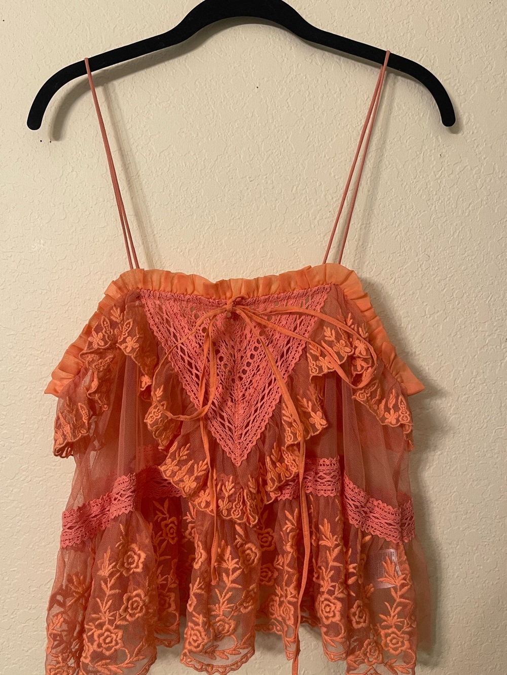 Free People Sofia Embroidered Ruffle Lace Tank Top